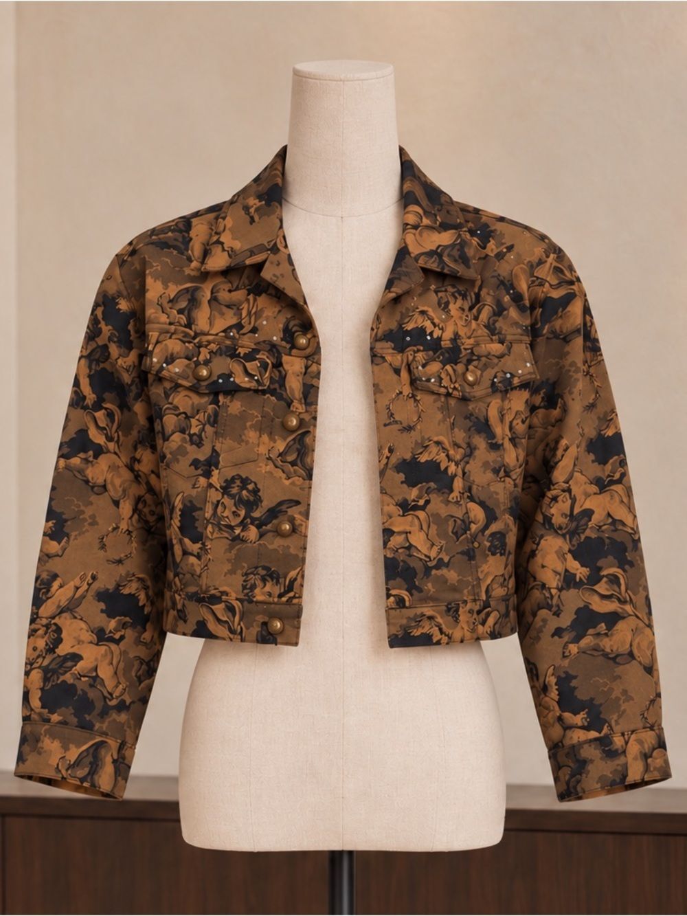 CACHÉ True Vintage Renaissance Cherub Angel Cropped Statement Jacket, Medium - Picture 4 of 8